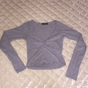 Brandy Melville Gray Cropped Long Sleeve